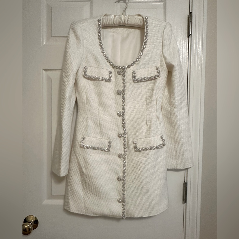 Self portrait tweed dress (white)